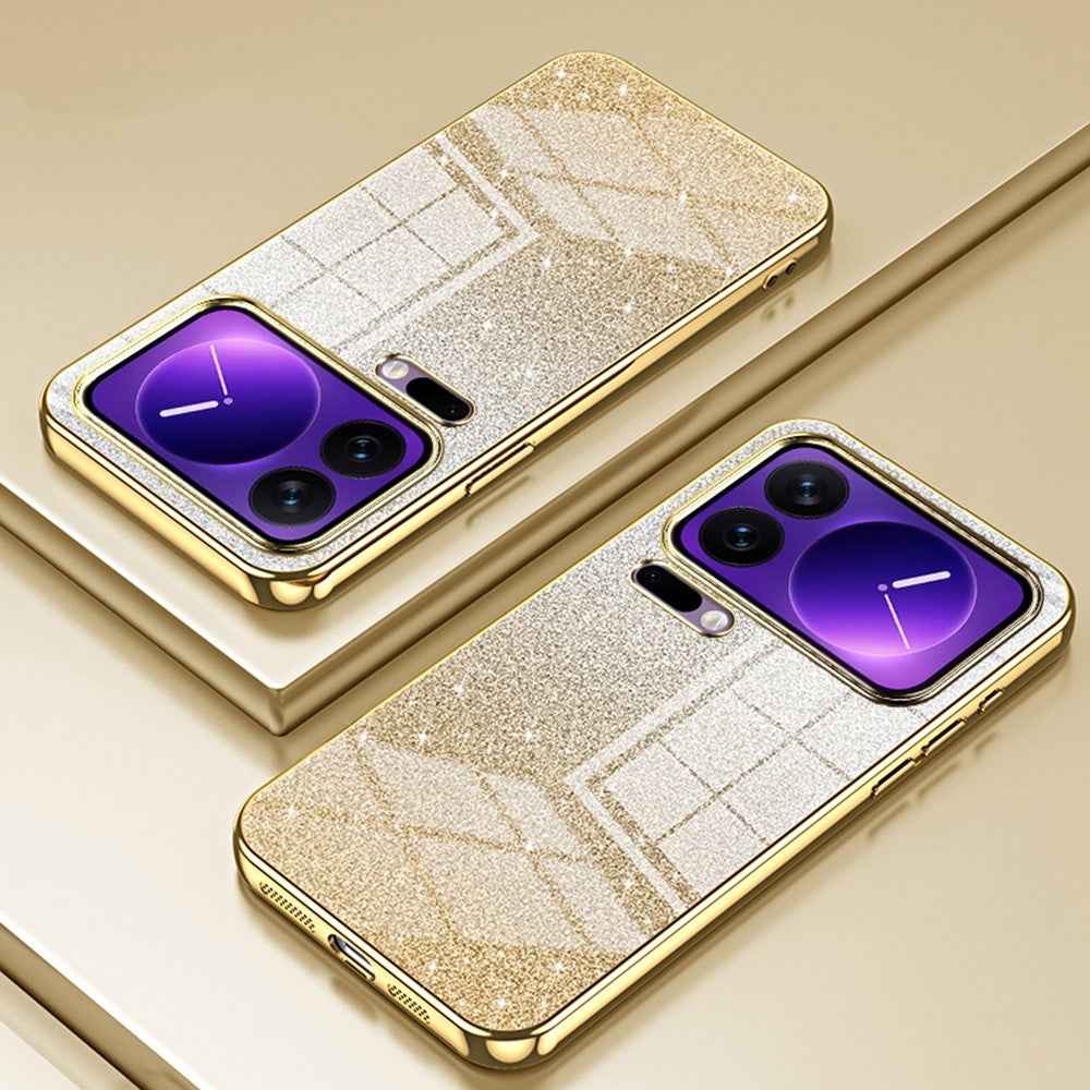 For Xiaomi 17 Pro Case Electroplating Gradient Glitter TPU Phone Cover - Gold