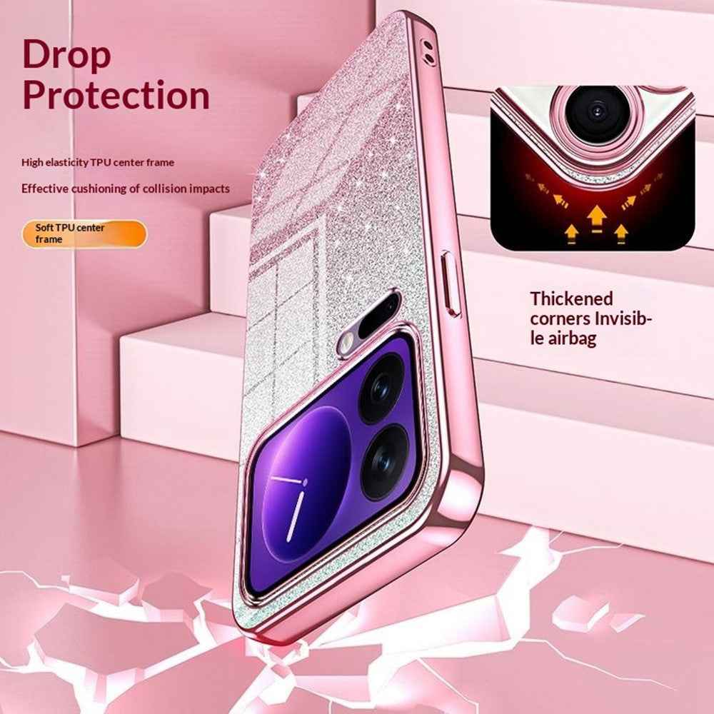For Xiaomi 17 Pro Case Electroplating Gradient Glitter TPU Phone Cover - Blue