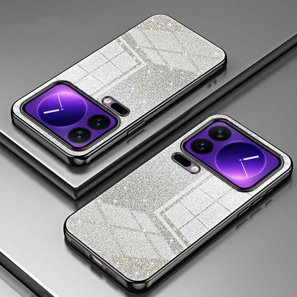 For Xiaomi 17 Pro Case Electroplating Gradient Glitter TPU Phone Cover - Black
