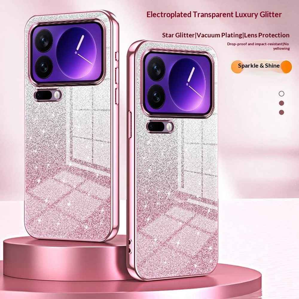 For Xiaomi 17 Pro Case Electroplating Gradient Glitter TPU Phone Cover - Black
