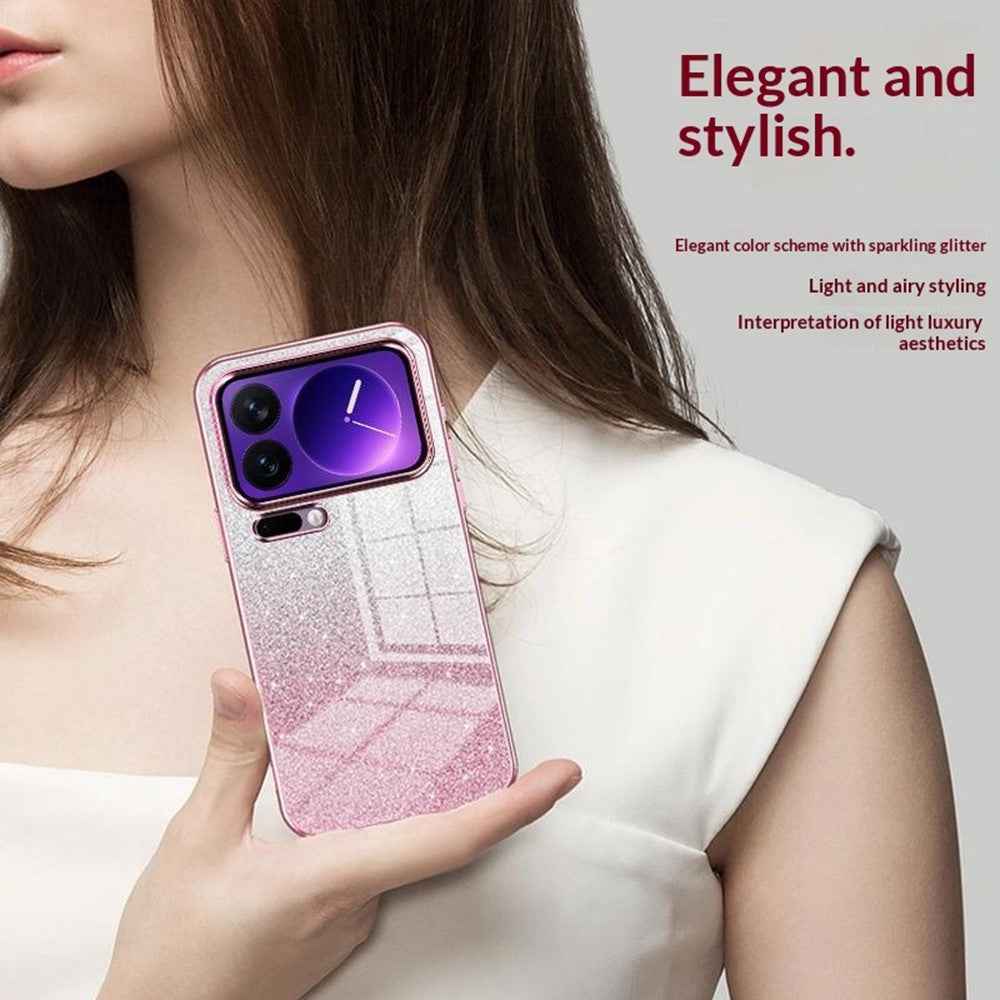 For Xiaomi 17 Pro Case Electroplating Gradient Glitter TPU Phone Cover - Black