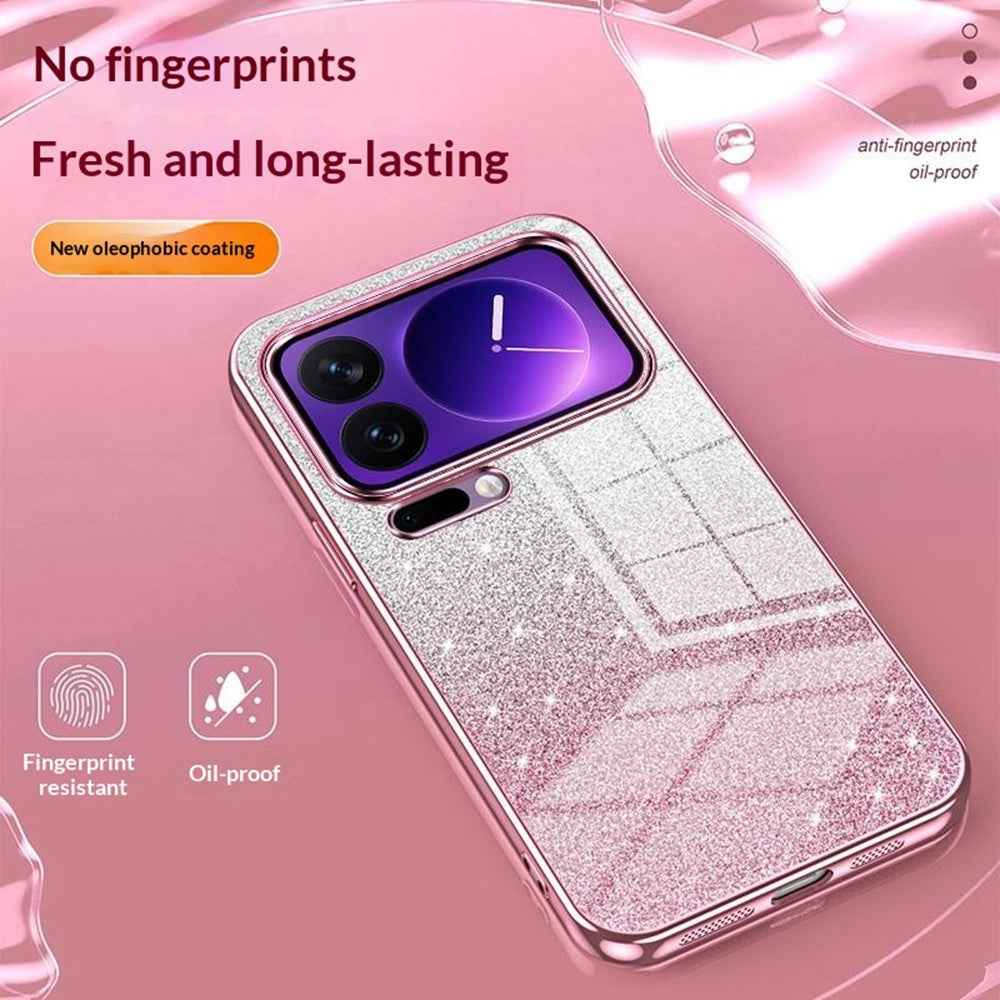 For Xiaomi 17 Pro Case Electroplating Gradient Glitter TPU Phone Cover - Black