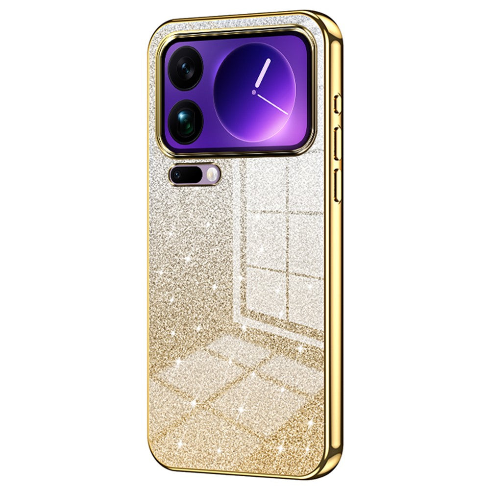 For Xiaomi 17 Pro Max Case Electroplating Gradient Glitter TPU Phone Cover - Gold