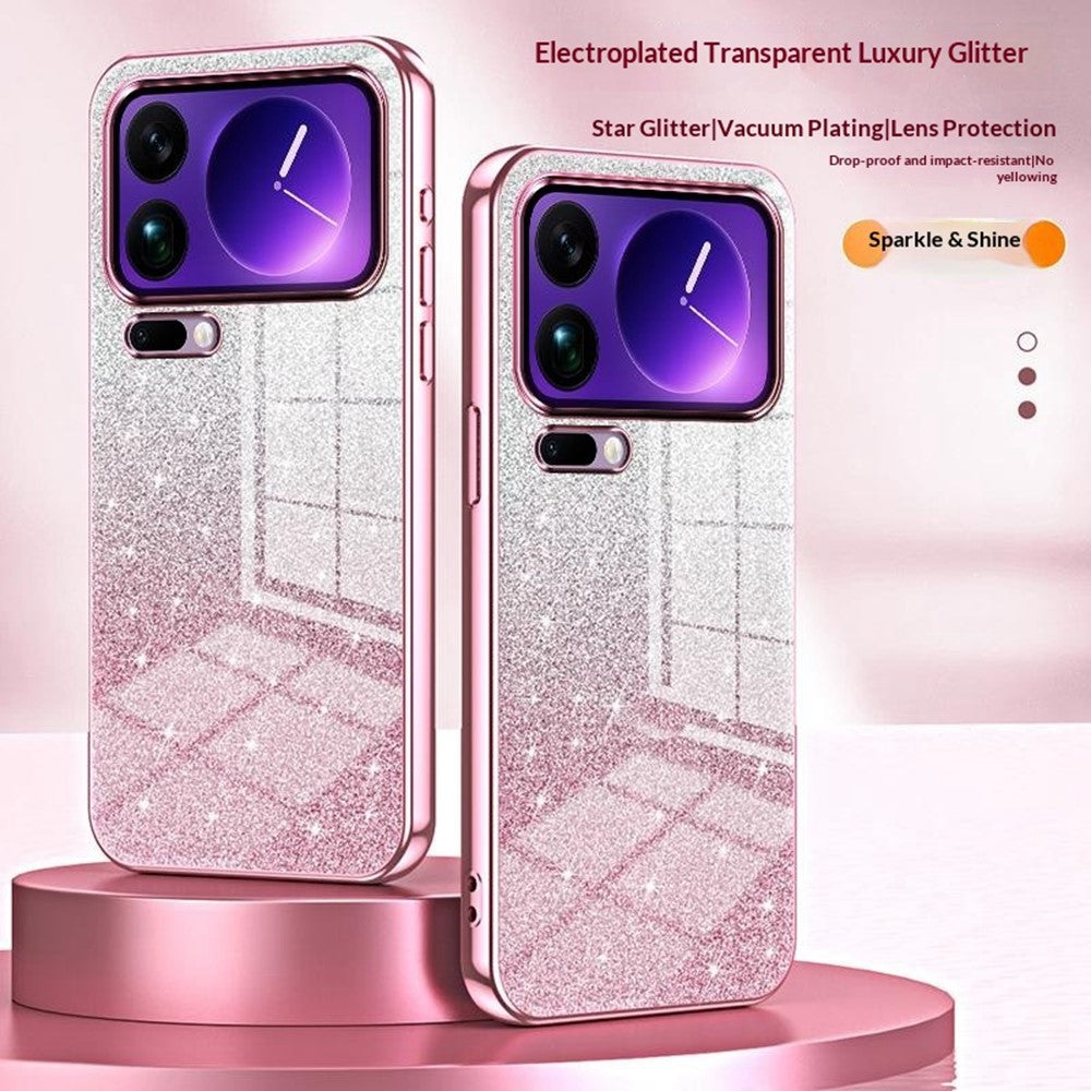 For Xiaomi 17 Pro Max Case Electroplating Gradient Glitter TPU Phone Cover - Gold