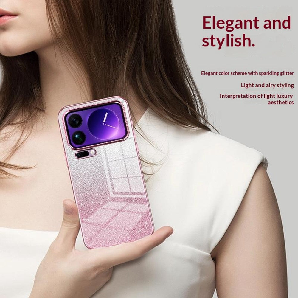 For Xiaomi 17 Pro Max Case Electroplating Gradient Glitter TPU Phone Cover - Gold