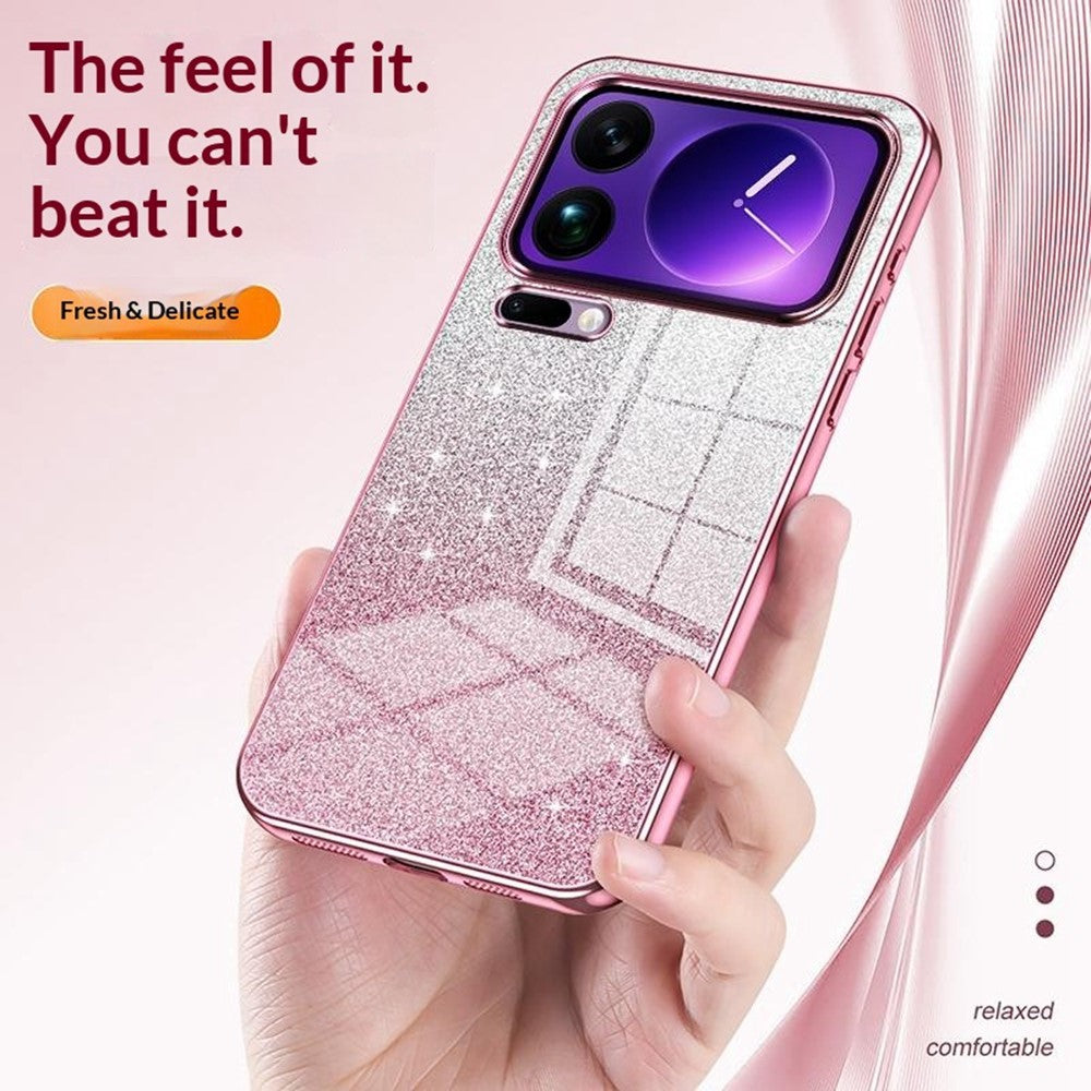 For Xiaomi 17 Pro Max Case Electroplating Gradient Glitter TPU Phone Cover - Blue