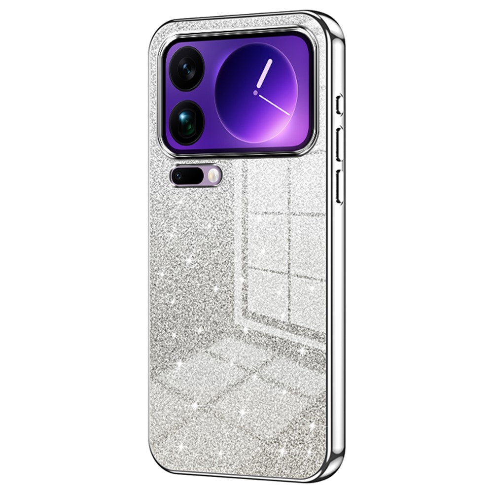 For Xiaomi 17 Pro Max Case Electroplating Gradient Glitter TPU Phone Cover - Silver