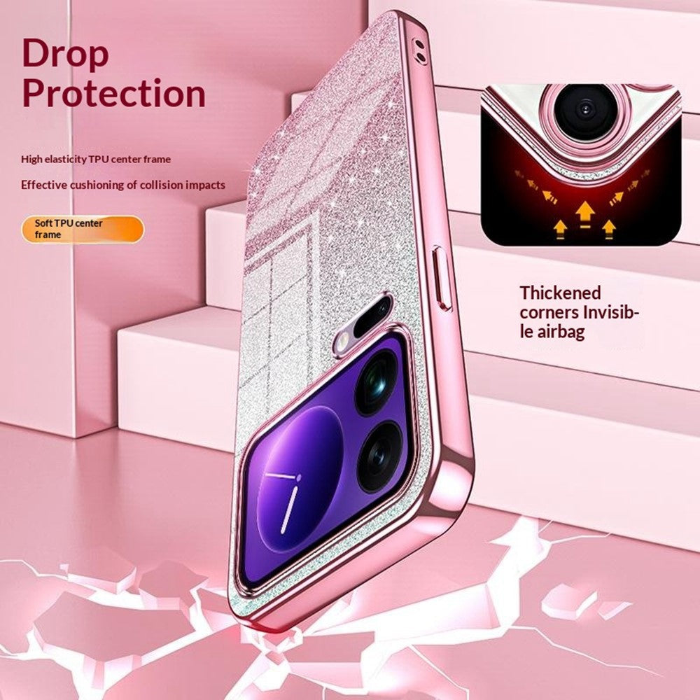 For Xiaomi 17 Pro Max Case Electroplating Gradient Glitter TPU Phone Cover - Silver
