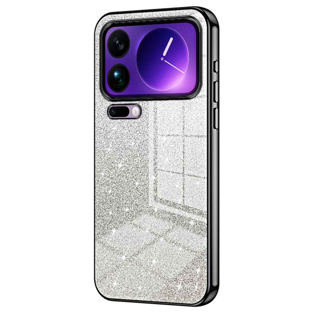 For Xiaomi 17 Pro Max Case Electroplating Gradient Glitter TPU Phone Cover - Black