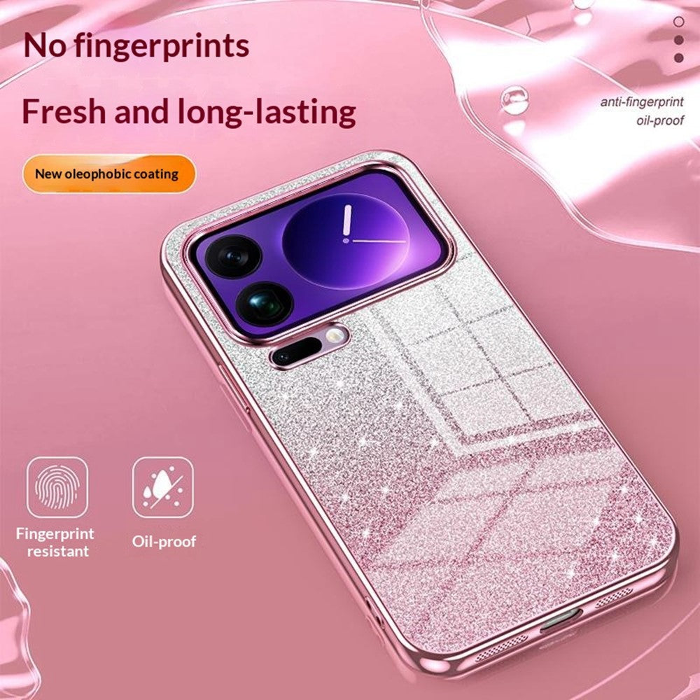 For Xiaomi 17 Pro Max Case Electroplating Gradient Glitter TPU Phone Cover - Black