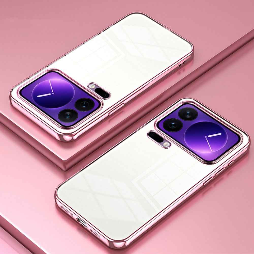 For Xiaomi 17 Pro Case Electroplating Frame Soft TPU Phone Cover - Pink