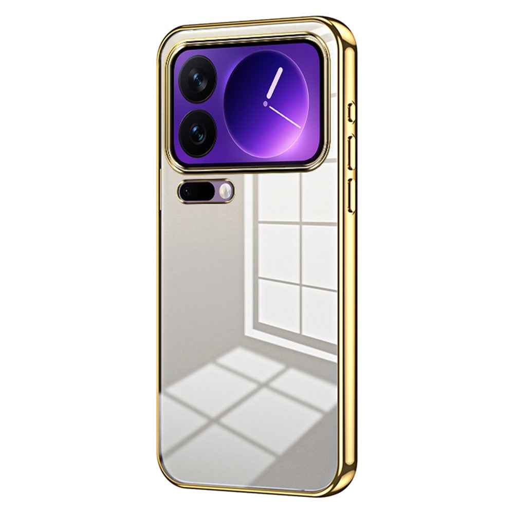 For Xiaomi 17 Pro Case Electroplating Frame Soft TPU Phone Cover - Gold