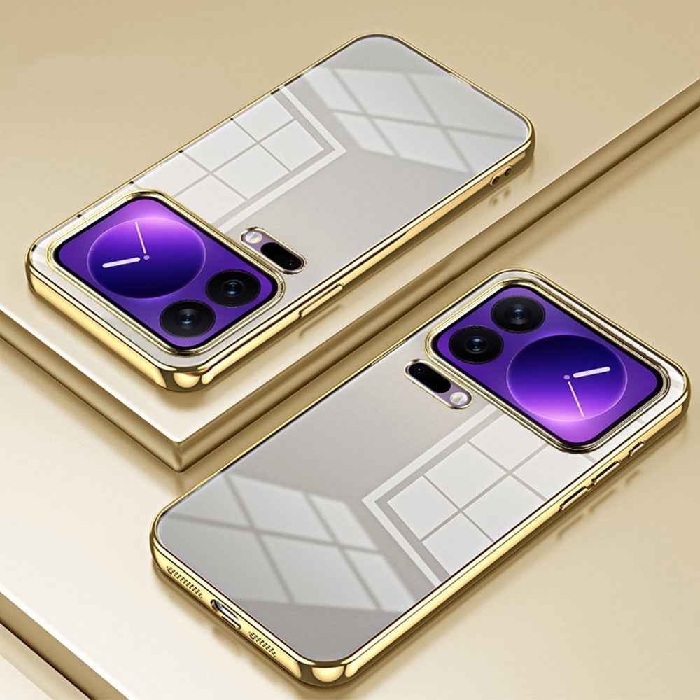 For Xiaomi 17 Pro Case Electroplating Frame Soft TPU Phone Cover - Gold