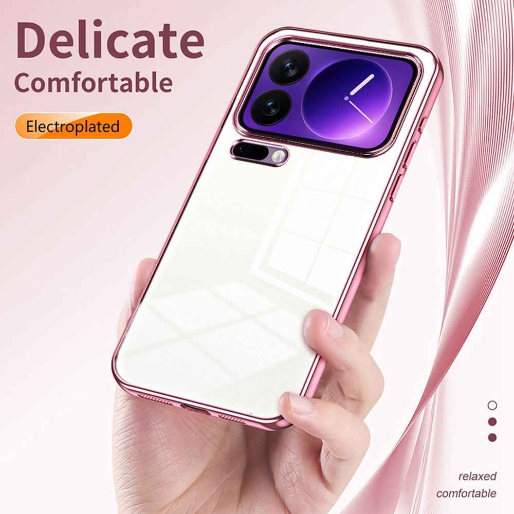 For Xiaomi 17 Pro Case Electroplating Frame Soft TPU Phone Cover - Silver