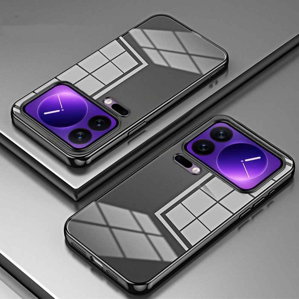 For Xiaomi 17 Pro Case Electroplating Frame Soft TPU Phone Cover - Black