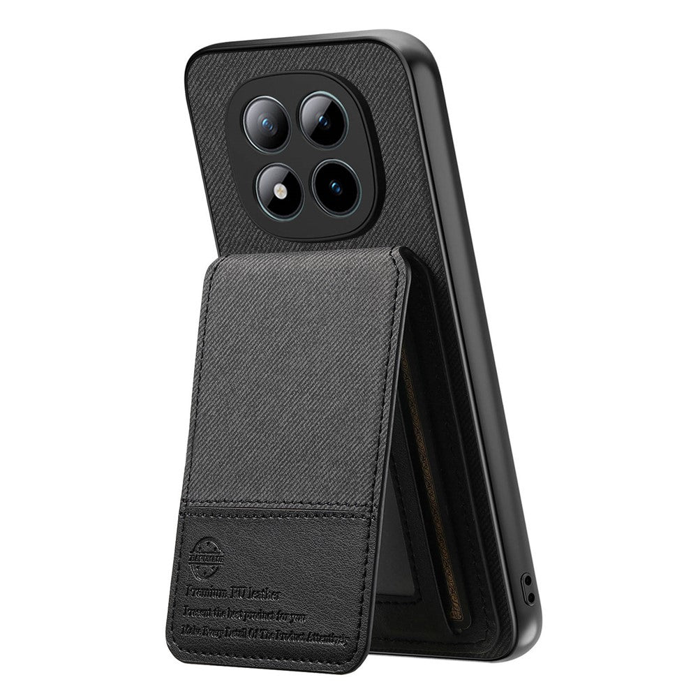 Phone Case For Xiaomi Poco M8 Pro 5G  /  Redmi Note 15 Pro+ 5G (Global) Cloth Texture Leather + PC + TPU Cover with RFID Blocking Card Holder - Black