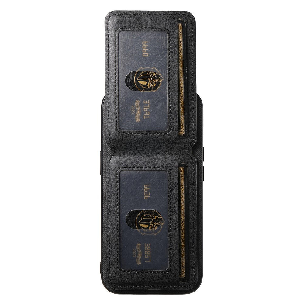 Phone Case For Xiaomi Poco M8 Pro 5G  /  Redmi Note 15 Pro+ 5G (Global) Cloth Texture Leather + PC + TPU Cover with RFID Blocking Card Holder - Black