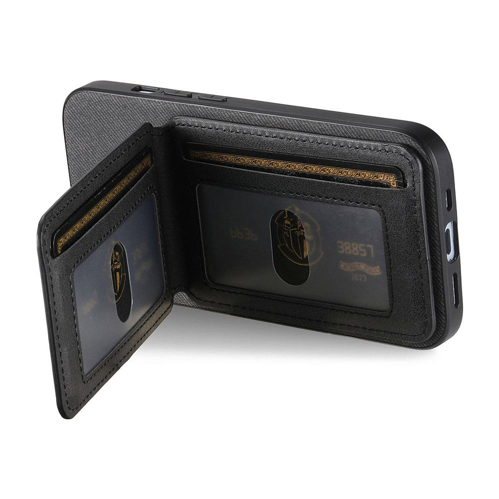 Phone Case For Xiaomi Poco M8 Pro 5G  /  Redmi Note 15 Pro+ 5G (Global) Cloth Texture Leather + PC + TPU Cover with RFID Blocking Card Holder - Black
