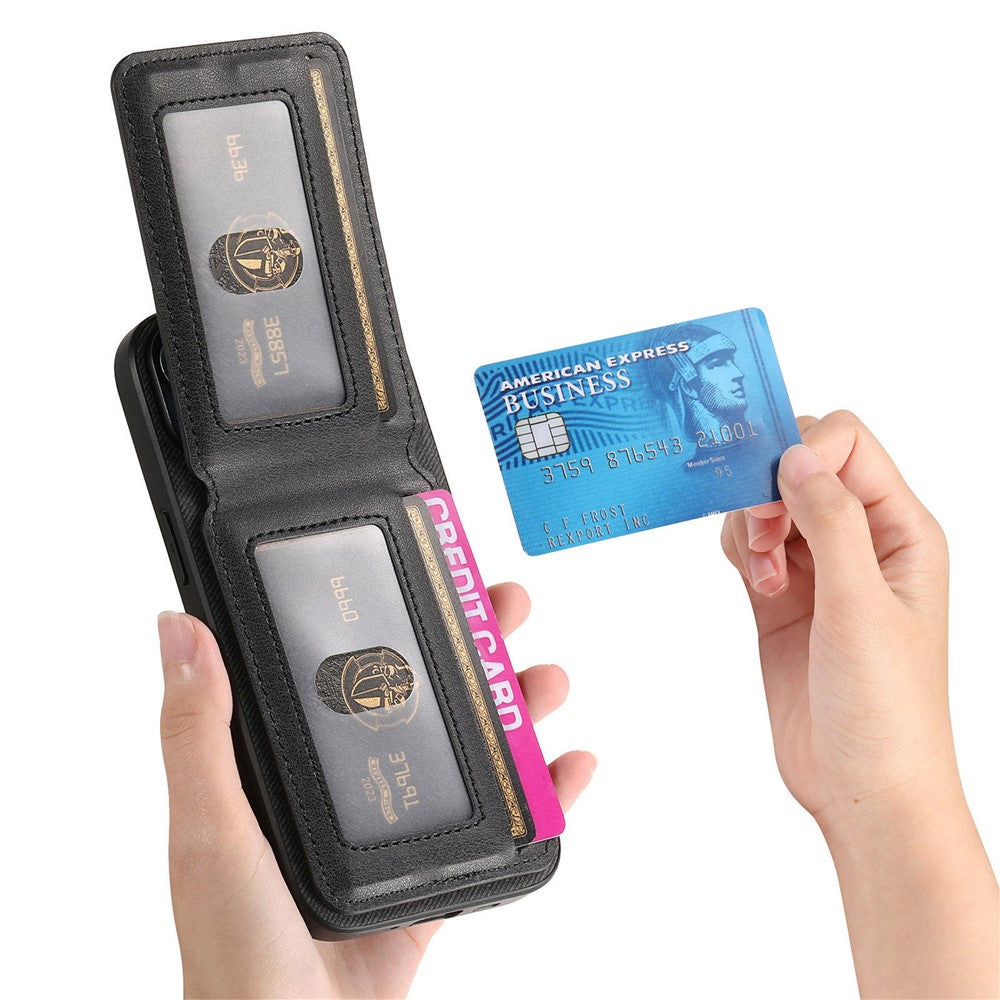 Phone Case For Xiaomi Poco M8 Pro 5G  /  Redmi Note 15 Pro+ 5G (Global) Cloth Texture Leather + PC + TPU Cover with RFID Blocking Card Holder - Black