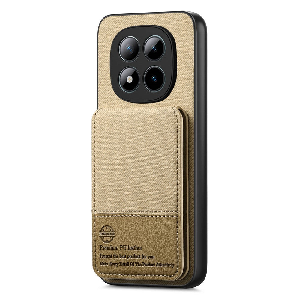 Phone Case For Xiaomi Poco M8 Pro 5G  /  Redmi Note 15 Pro+ 5G (Global) Cloth Texture Leather + PC + TPU Cover with RFID Blocking Card Holder - Khaki
