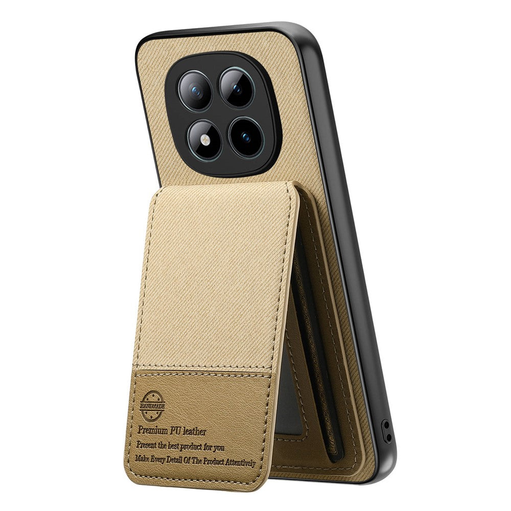 Phone Case For Xiaomi Poco M8 Pro 5G  /  Redmi Note 15 Pro+ 5G (Global) Cloth Texture Leather + PC + TPU Cover with RFID Blocking Card Holder - Khaki