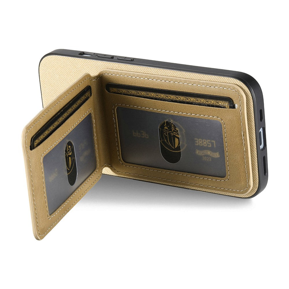 Phone Case For Xiaomi Poco M8 Pro 5G  /  Redmi Note 15 Pro+ 5G (Global) Cloth Texture Leather + PC + TPU Cover with RFID Blocking Card Holder - Khaki