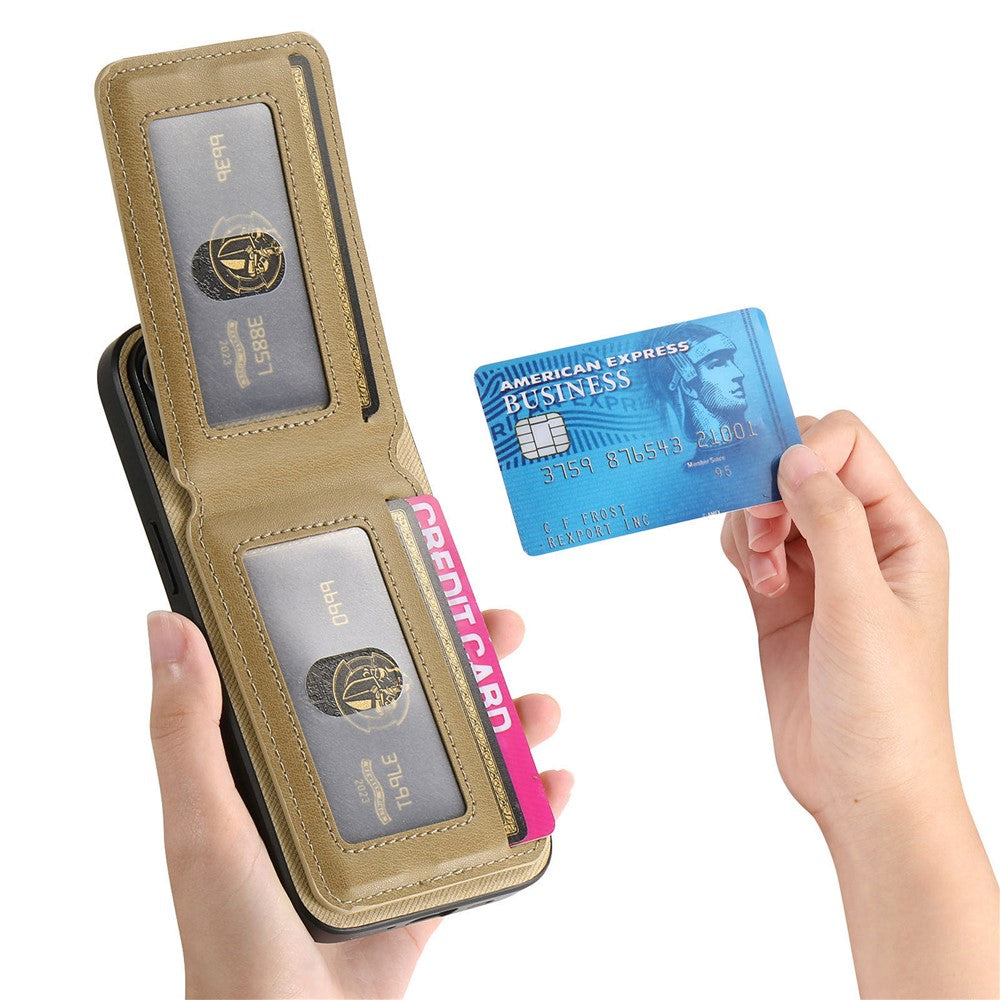 Phone Case For Xiaomi Poco M8 Pro 5G  /  Redmi Note 15 Pro+ 5G (Global) Cloth Texture Leather + PC + TPU Cover with RFID Blocking Card Holder - Khaki