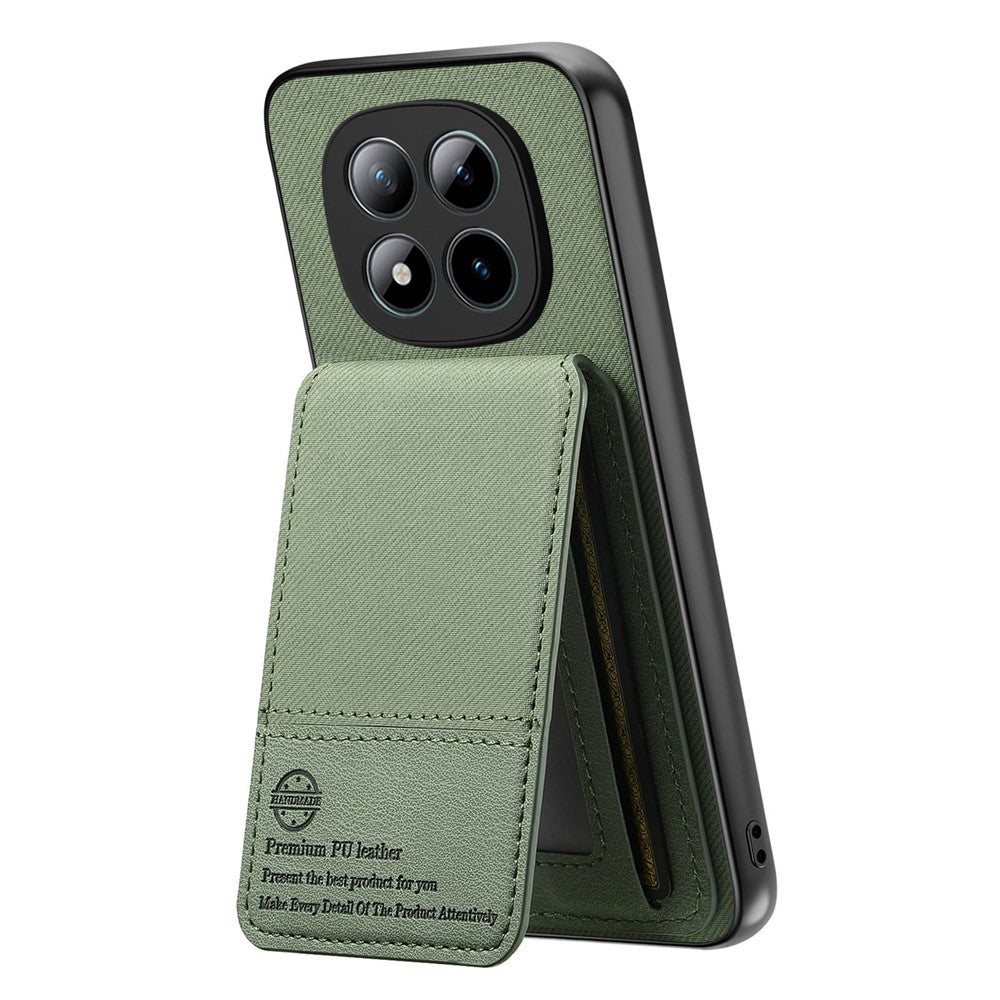 Phone Case For Xiaomi Poco M8 Pro 5G  /  Redmi Note 15 Pro+ 5G (Global) Cloth Texture Leather + PC + TPU Cover with RFID Blocking Card Holder - Green