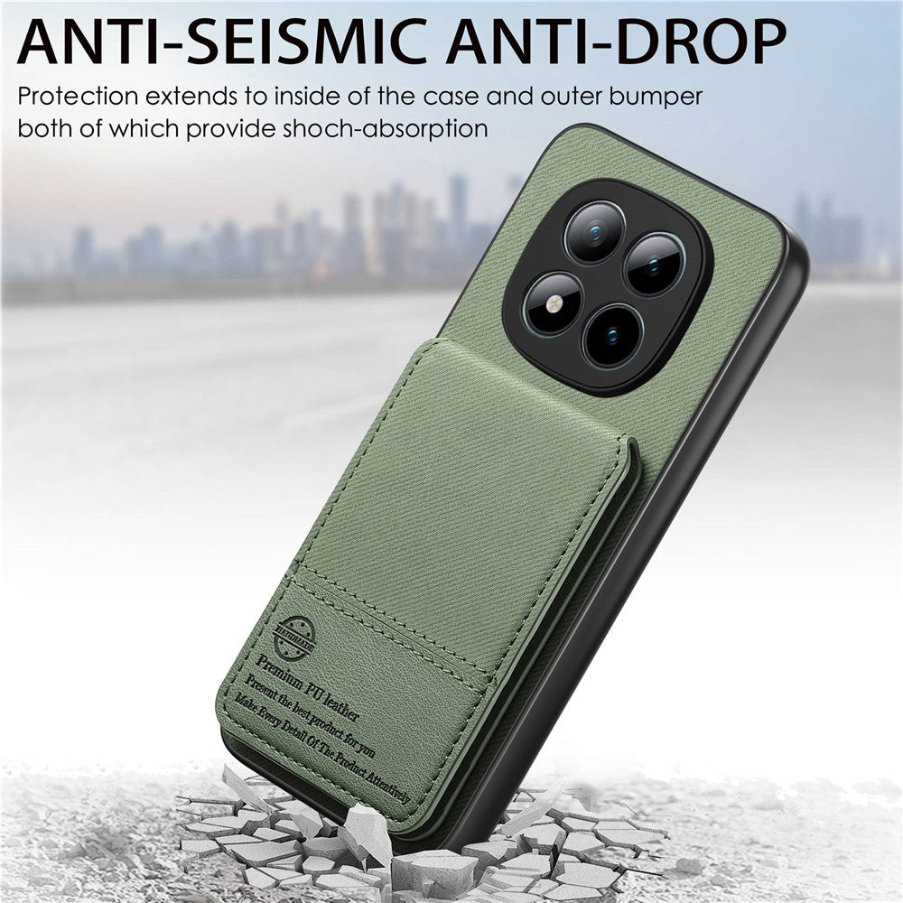 Phone Case For Xiaomi Poco M8 Pro 5G  /  Redmi Note 15 Pro+ 5G (Global) Cloth Texture Leather + PC + TPU Cover with RFID Blocking Card Holder - Green