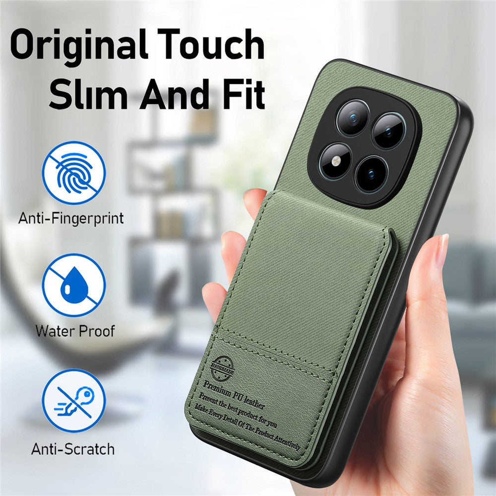 Phone Case For Xiaomi Poco M8 Pro 5G  /  Redmi Note 15 Pro+ 5G (Global) Cloth Texture Leather + PC + TPU Cover with RFID Blocking Card Holder - Green
