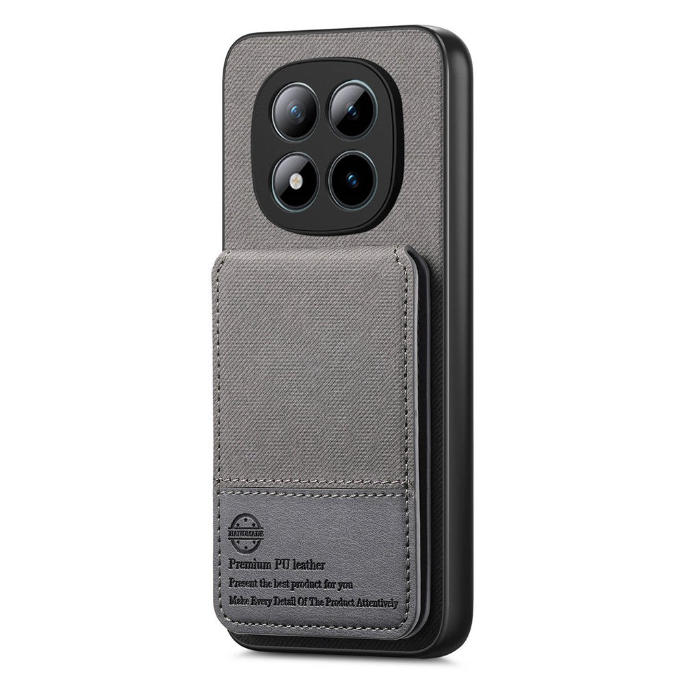 Phone Case For Xiaomi Poco M8 Pro 5G  /  Redmi Note 15 Pro+ 5G (Global) Cloth Texture Leather + PC + TPU Cover with RFID Blocking Card Holder - Grey