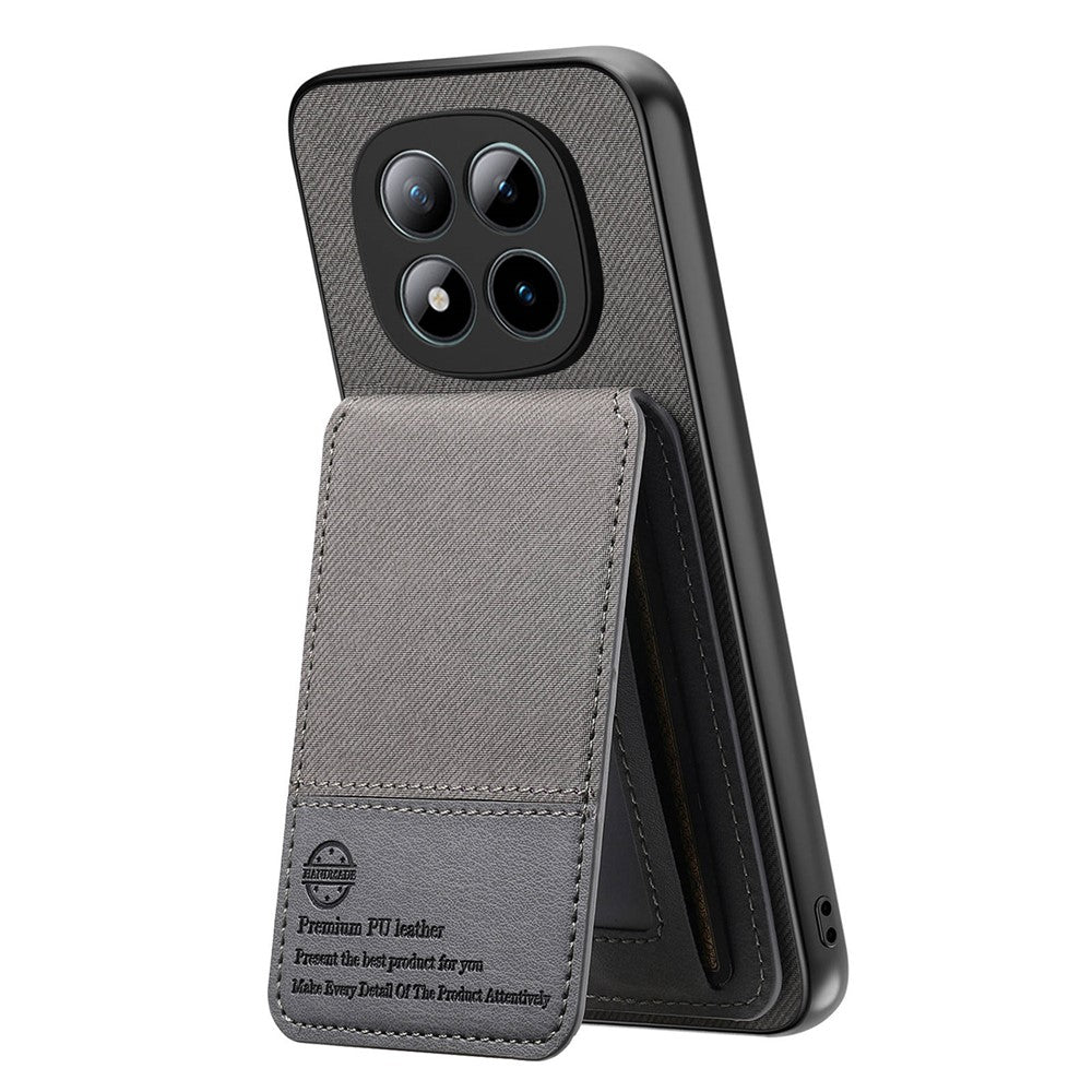 Phone Case For Xiaomi Poco M8 Pro 5G  /  Redmi Note 15 Pro+ 5G (Global) Cloth Texture Leather + PC + TPU Cover with RFID Blocking Card Holder - Grey