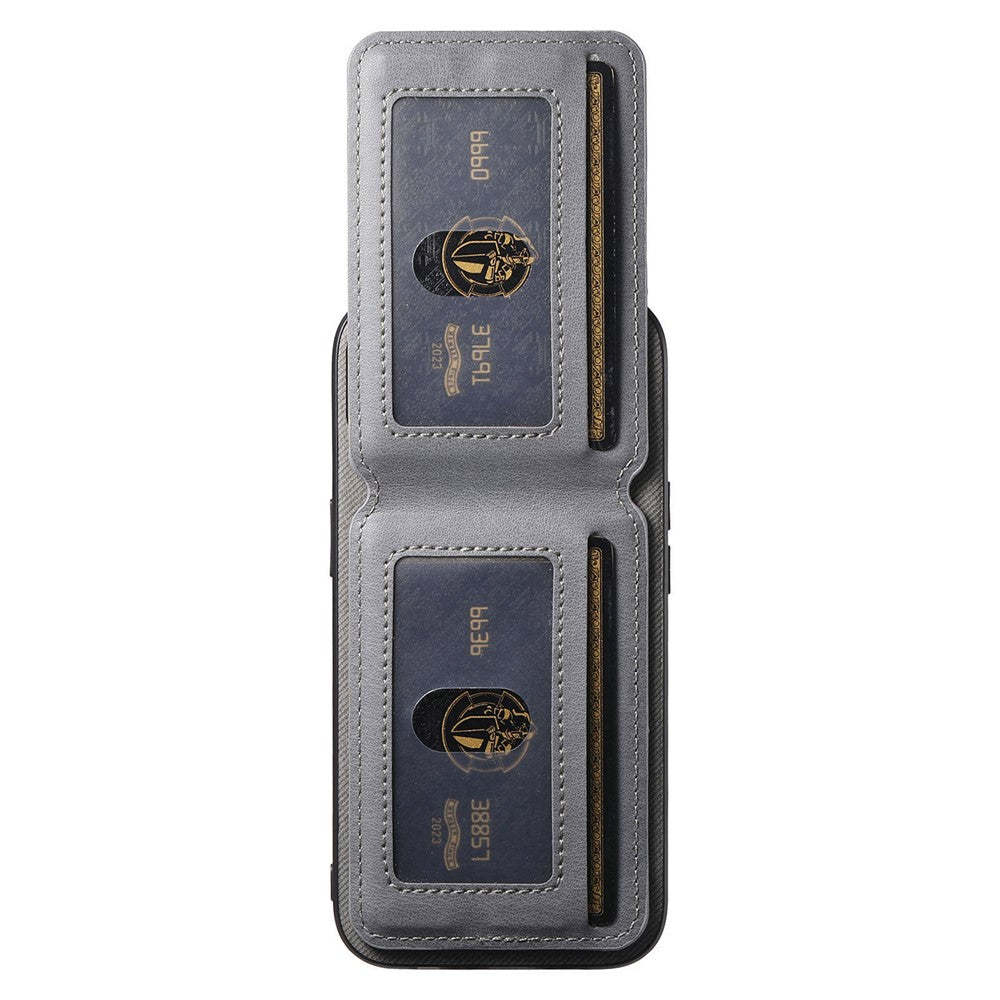 Phone Case For Xiaomi Poco M8 Pro 5G  /  Redmi Note 15 Pro+ 5G (Global) Cloth Texture Leather + PC + TPU Cover with RFID Blocking Card Holder - Grey
