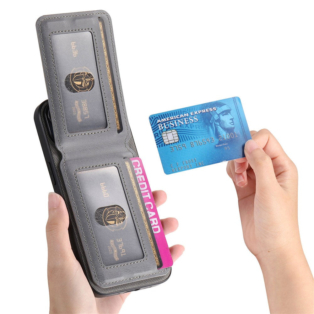 Phone Case For Xiaomi Poco M8 Pro 5G  /  Redmi Note 15 Pro+ 5G (Global) Cloth Texture Leather + PC + TPU Cover with RFID Blocking Card Holder - Grey
