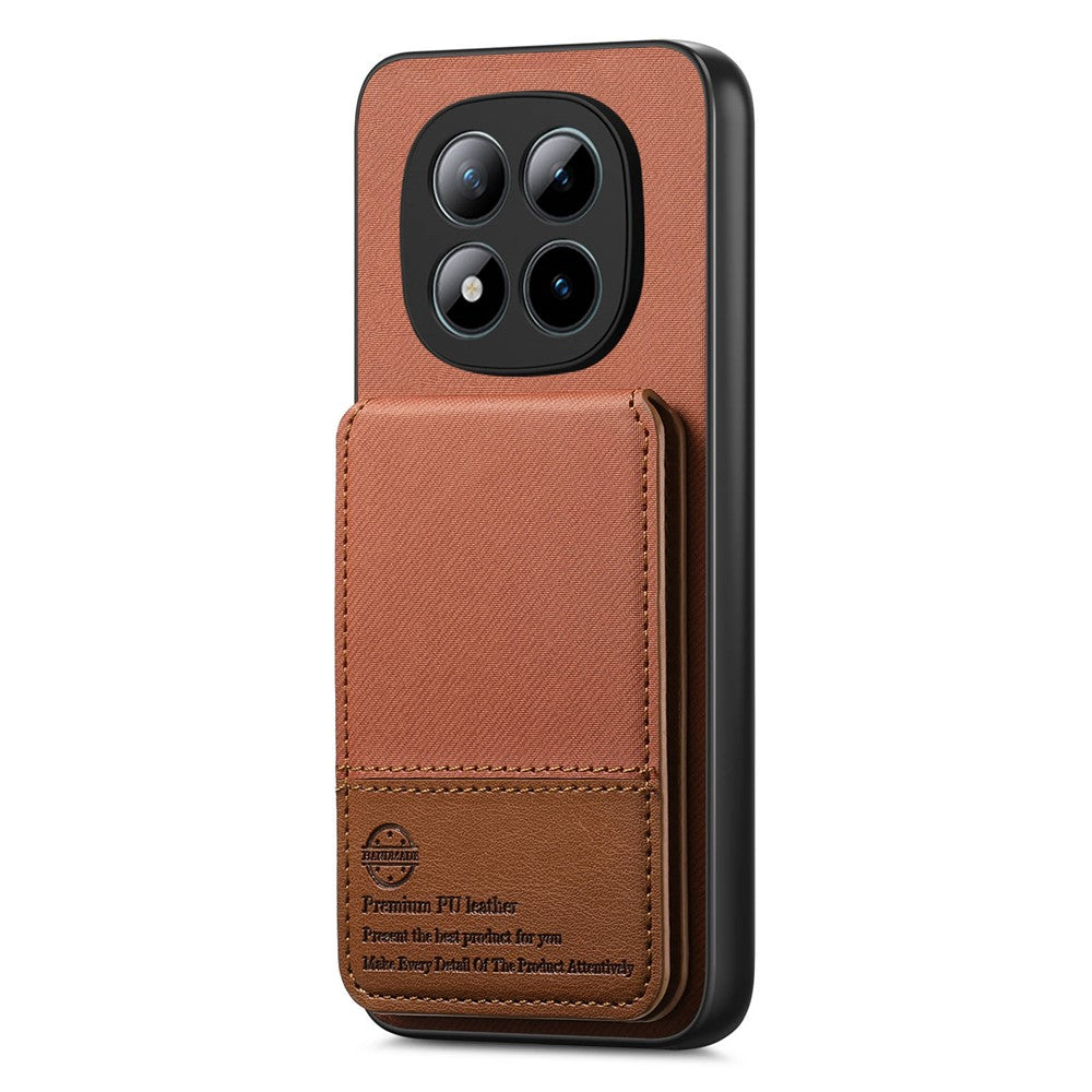 Phone Case For Xiaomi Poco M8 Pro 5G  /  Redmi Note 15 Pro+ 5G (Global) Cloth Texture Leather + PC + TPU Cover with RFID Blocking Card Holder - Brown