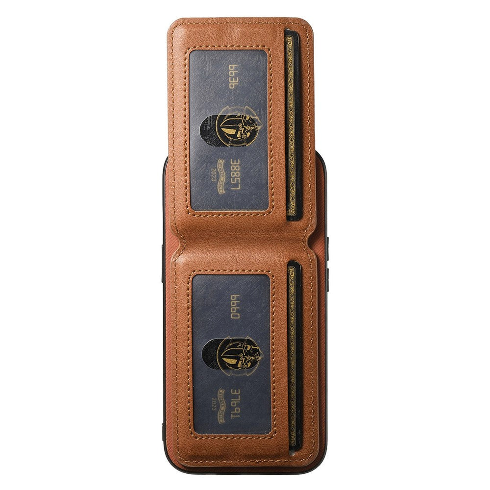 Phone Case For Xiaomi Poco M8 Pro 5G  /  Redmi Note 15 Pro+ 5G (Global) Cloth Texture Leather + PC + TPU Cover with RFID Blocking Card Holder - Brown