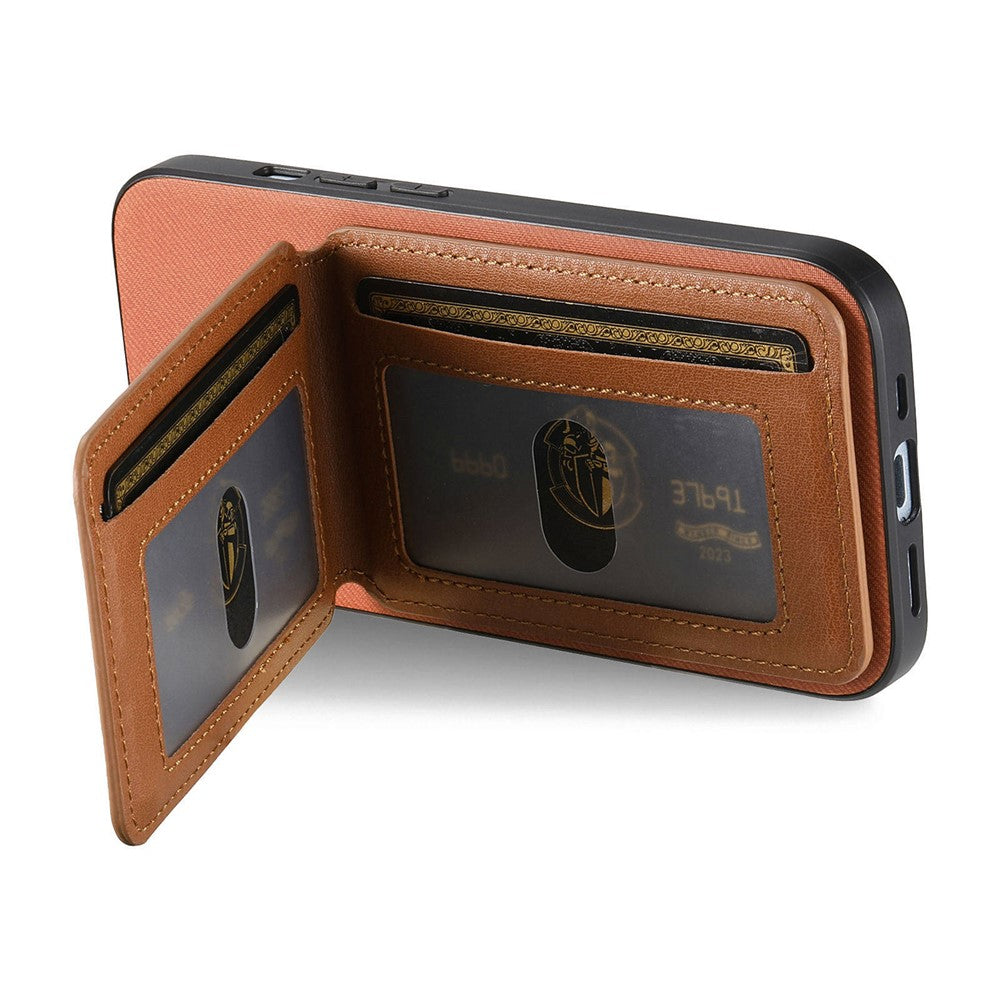 Phone Case For Xiaomi Poco M8 Pro 5G  /  Redmi Note 15 Pro+ 5G (Global) Cloth Texture Leather + PC + TPU Cover with RFID Blocking Card Holder - Brown