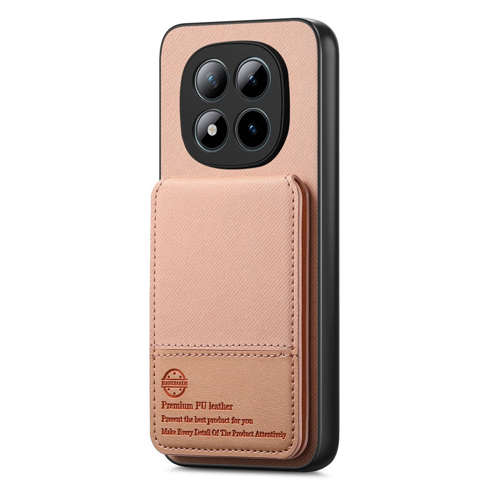 Phone Case For Xiaomi Poco M8 Pro 5G  /  Redmi Note 15 Pro+ 5G (Global) Cloth Texture Leather + PC + TPU Cover with RFID Blocking Card Holder - Pink