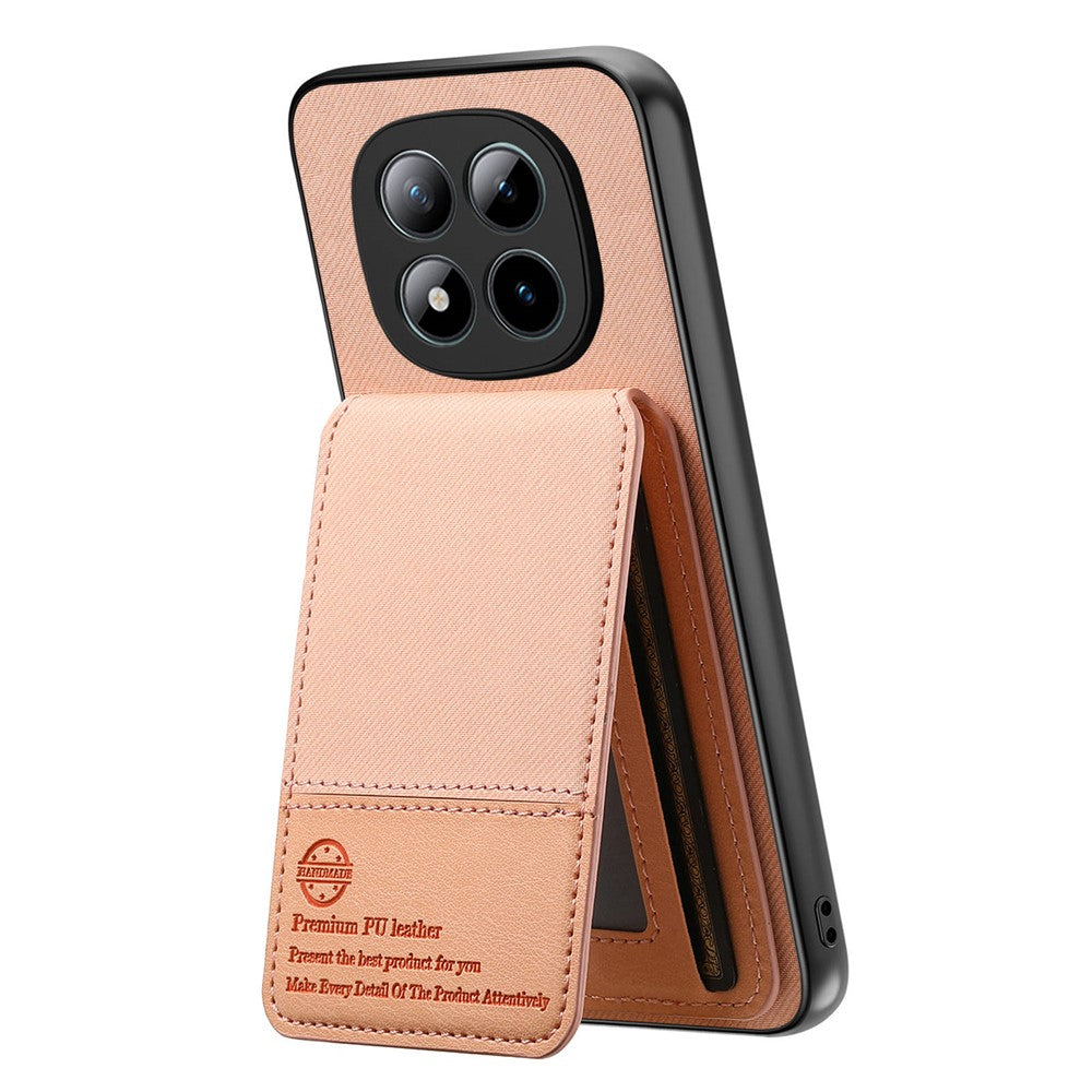 Phone Case For Xiaomi Poco M8 Pro 5G  /  Redmi Note 15 Pro+ 5G (Global) Cloth Texture Leather + PC + TPU Cover with RFID Blocking Card Holder - Pink
