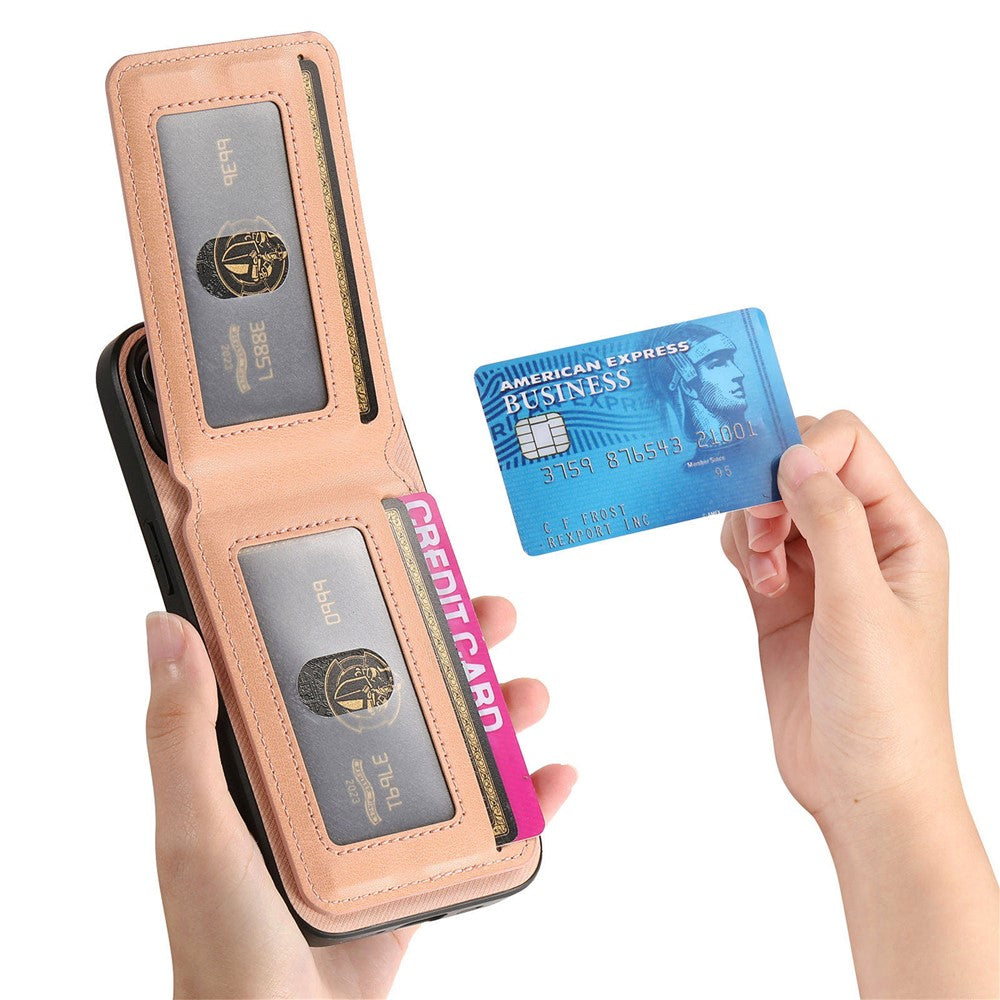 Phone Case For Xiaomi Poco M8 Pro 5G  /  Redmi Note 15 Pro+ 5G (Global) Cloth Texture Leather + PC + TPU Cover with RFID Blocking Card Holder - Pink