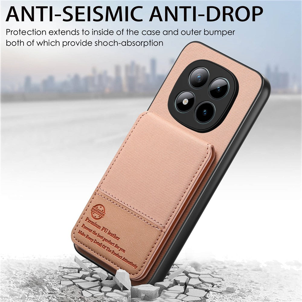 Phone Case For Xiaomi Poco M8 Pro 5G  /  Redmi Note 15 Pro+ 5G (Global) Cloth Texture Leather + PC + TPU Cover with RFID Blocking Card Holder - Pink