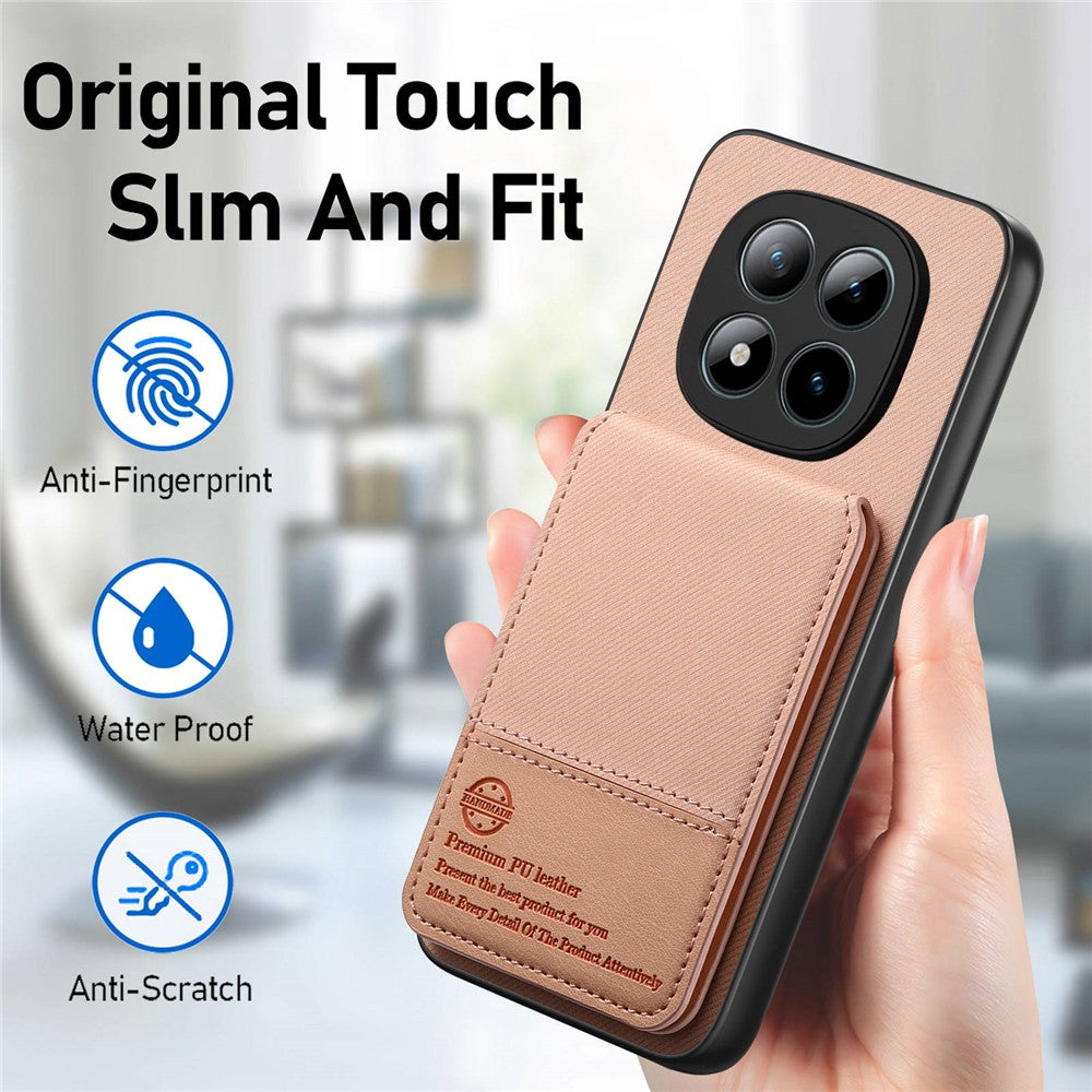 Phone Case For Xiaomi Poco M8 Pro 5G  /  Redmi Note 15 Pro+ 5G (Global) Cloth Texture Leather + PC + TPU Cover with RFID Blocking Card Holder - Pink
