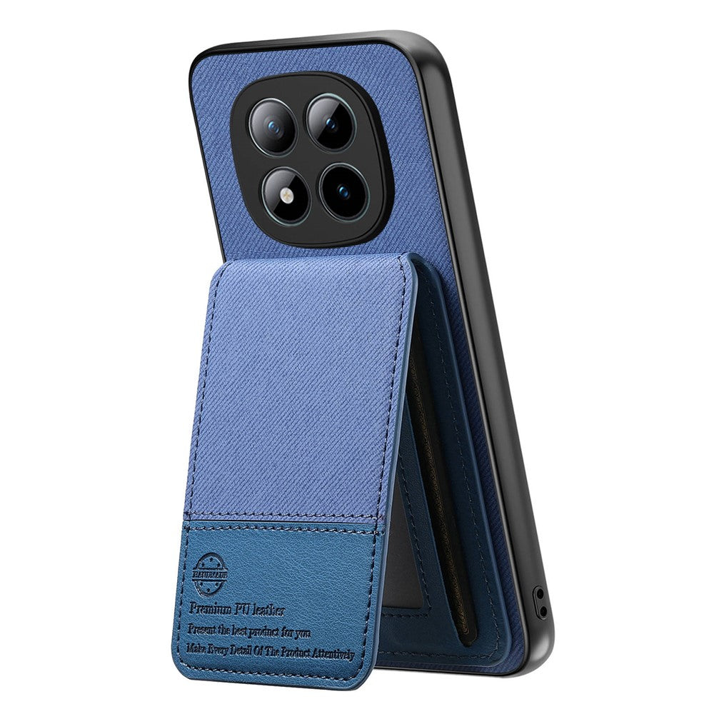 Phone Case For Xiaomi Poco M8 Pro 5G  /  Redmi Note 15 Pro+ 5G (Global) Cloth Texture Leather + PC + TPU Cover with RFID Blocking Card Holder - Blue
