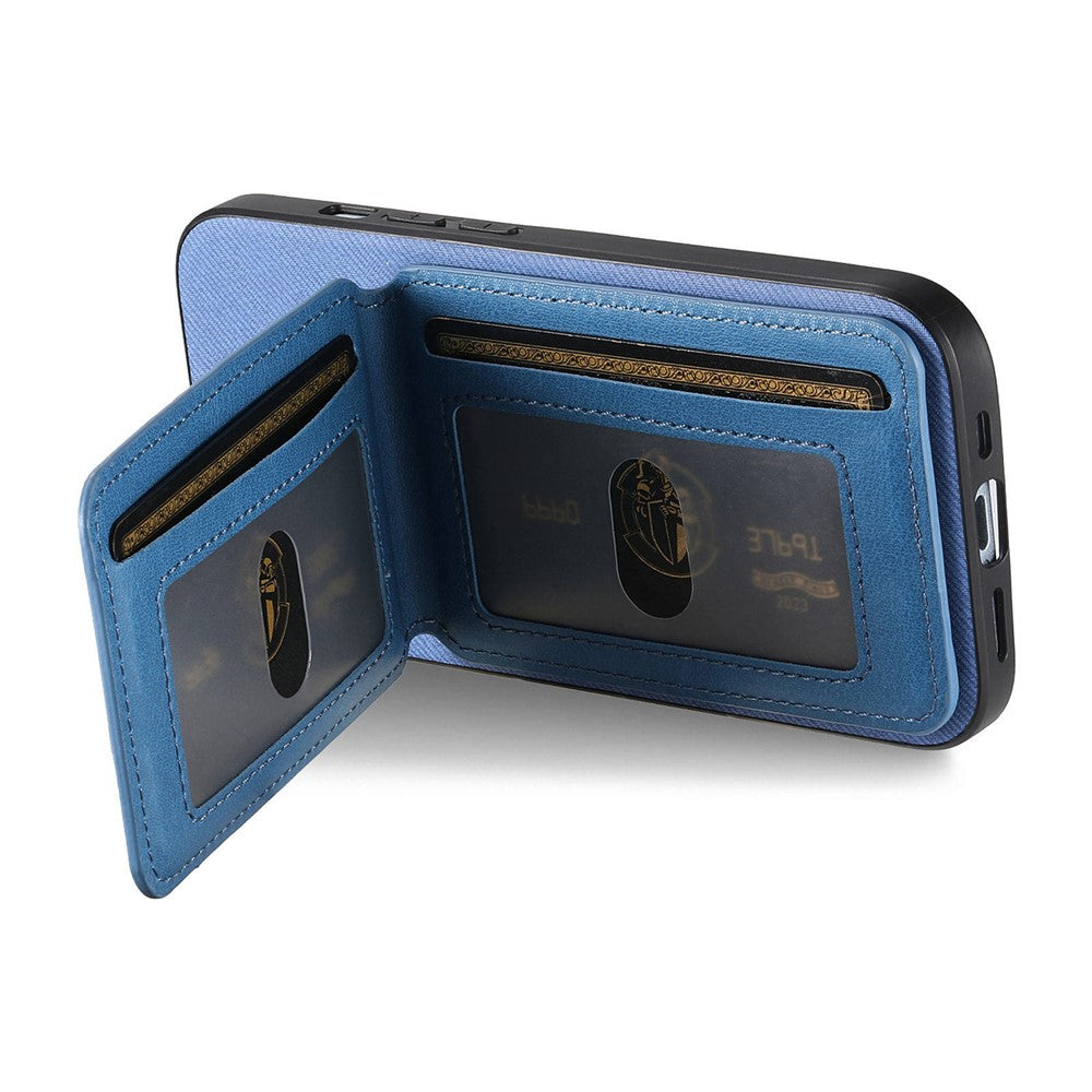 Phone Case For Xiaomi Poco M8 Pro 5G  /  Redmi Note 15 Pro+ 5G (Global) Cloth Texture Leather + PC + TPU Cover with RFID Blocking Card Holder - Blue