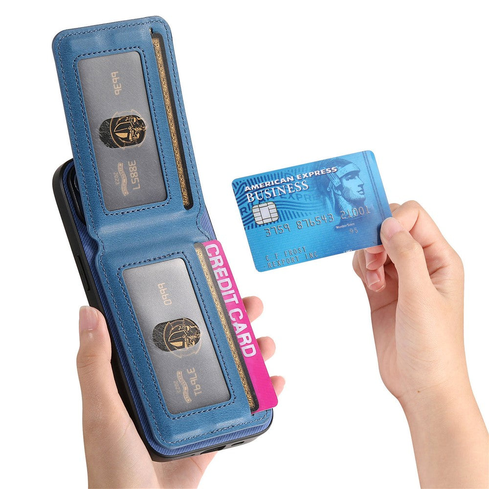 Phone Case For Xiaomi Poco M8 Pro 5G  /  Redmi Note 15 Pro+ 5G (Global) Cloth Texture Leather + PC + TPU Cover with RFID Blocking Card Holder - Blue