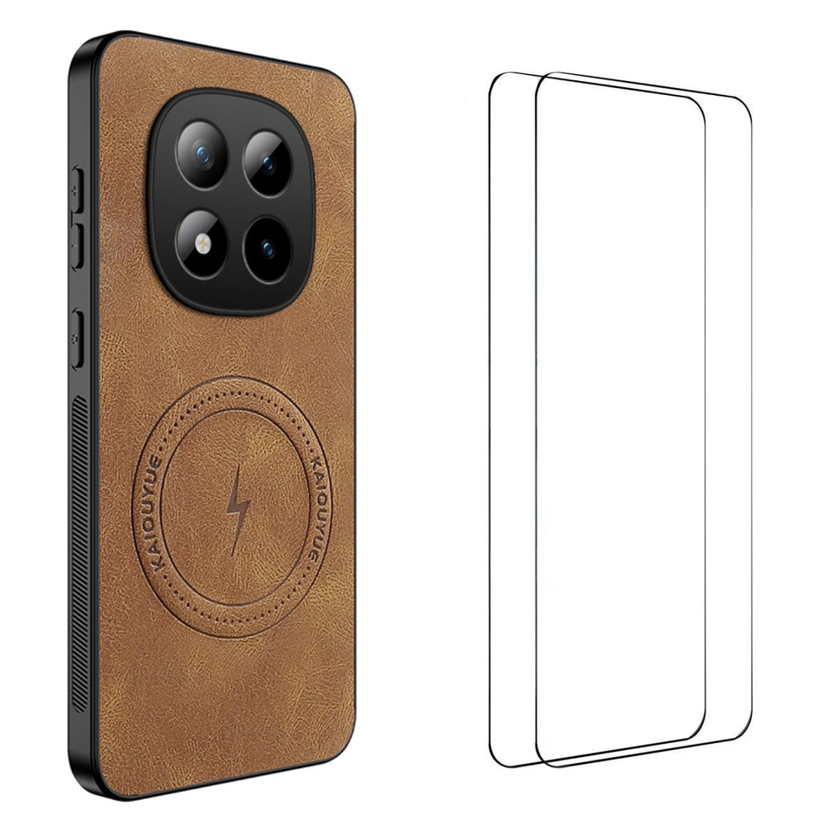For Xiaomi Poco M8 Pro 5G / Xiaomi Redmi Note 15 Pro+ 5G (Global) Magnetic Case WANLONFENG SD Series Nappa Texture PC TPU Phone Cover with 2Pcs Screen Film - Brown