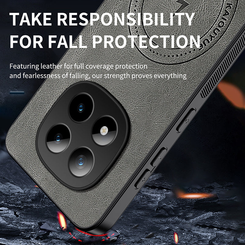 For Xiaomi Poco M8 Pro 5G / Xiaomi Redmi Note 15 Pro+ 5G (Global) Magnetic Case WANLONFENG SD Series Nappa Texture PC TPU Phone Cover with 2Pcs Screen Film - Brown