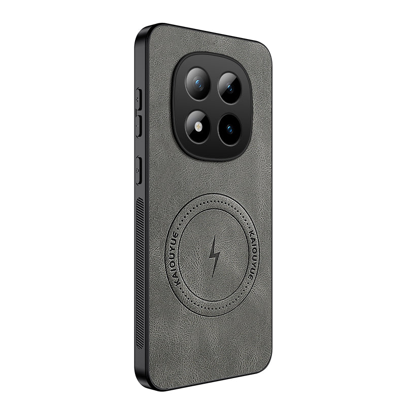 For Xiaomi Poco M8 Pro 5G / Xiaomi Redmi Note 15 Pro+ 5G (Global) Magnetic Case WANLONFENG SD1 Series Nappa Texture PC TPU Phone Cover - Grey
