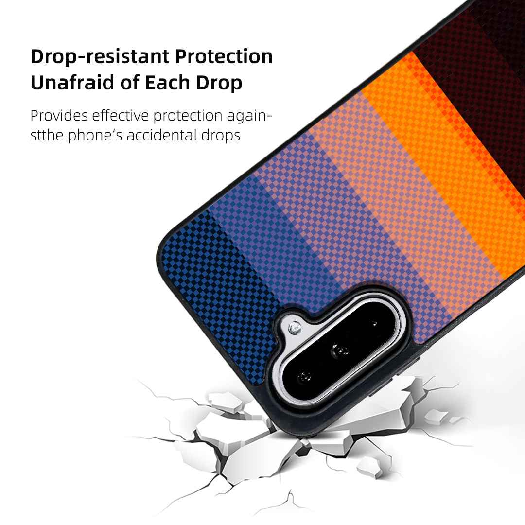 For Samsung Galaxy A57 5G Magnetic Case EYCASE Kevlar Series UV Printed Black Edge TPU Acrylic Phone Cover - Sunset Glow