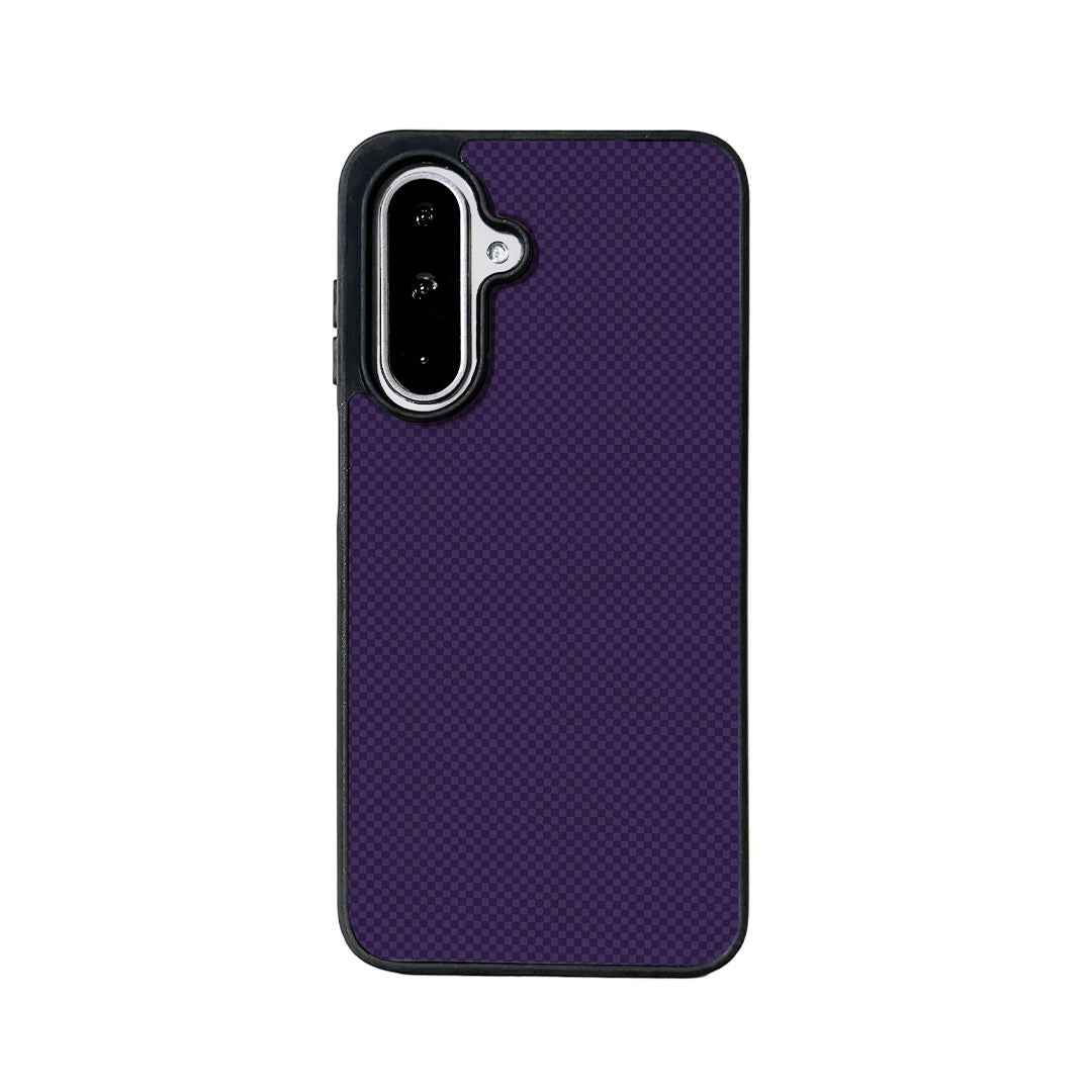 For Samsung Galaxy A57 5G Magnetic Case EYCASE Kevlar Series UV Printed Black Edge TPU Acrylic Phone Cover - Dark Purple